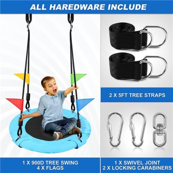 24 inch Kids Tree Swing, Outdoor Small Saucer Swing - 900D Oxford Platform Swing - Picture 4 of 6